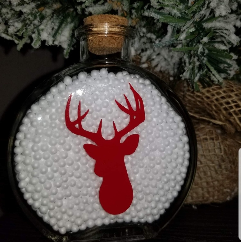 Christmas Deer Glass Bottle with Cork